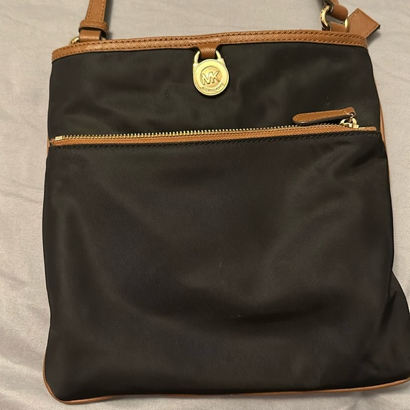 Michael Kors Handbags - Michael Kors Black Nylon Crossbody with Leather Trim & Strap